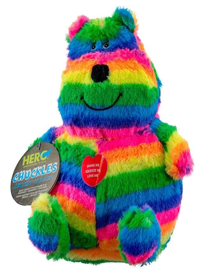 هيرو - تشاكلز بيليز - لعبة دب قوس قزح القطيفة للكلاب - ألعاب كلاب تصدر صوتاً - حيوان محشو متين مع صفارة 3 في 1 - Image 1